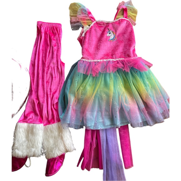 Girls 3 pc unicorn halloween costume size 7/8 in excellent condition - Picture 6 of 8